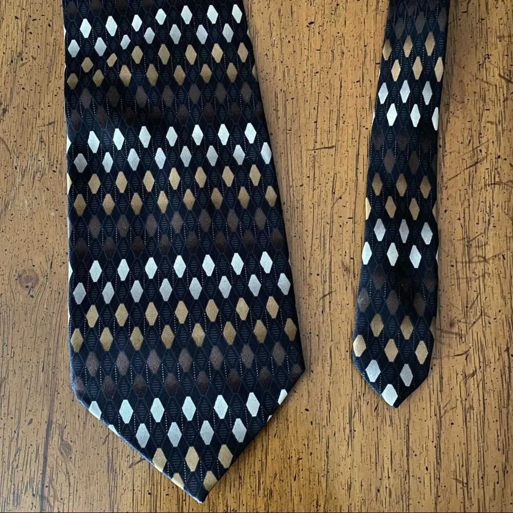 Bergamo New York Tie Handmade Diamond Pattern Business Casual Formal Classic - Picture 2 of 11